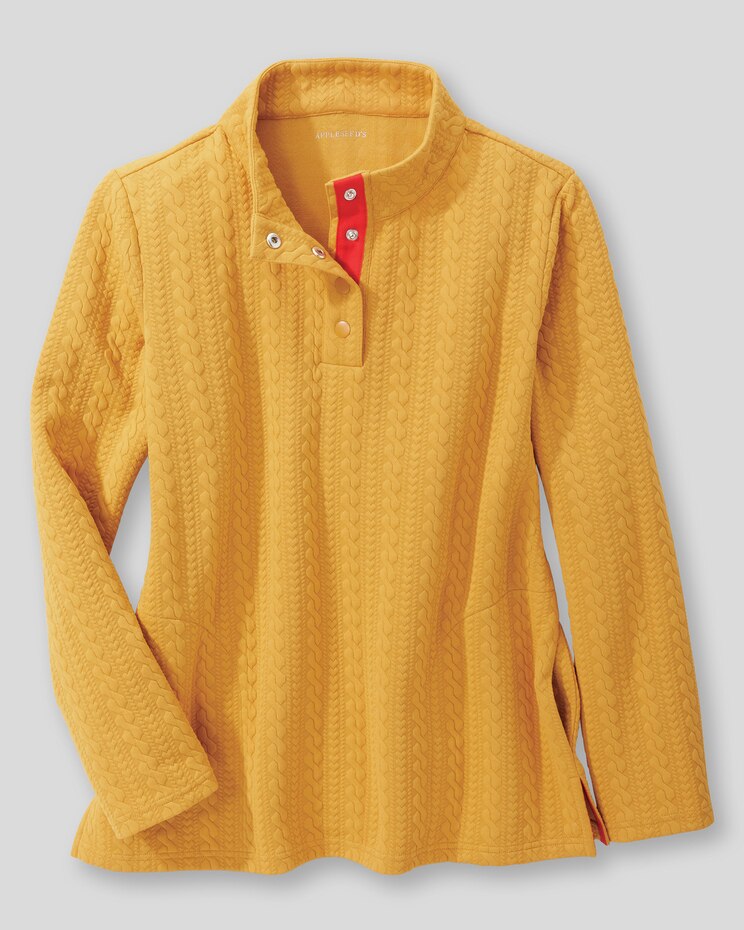 Cable-Textured Knit Henley image number 1