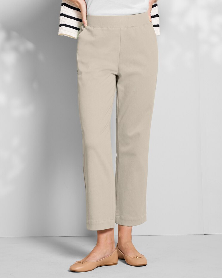 Classic Knit Denim Relaxed Straight-Leg Crop image number 1