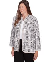 Alfred Dunner® Romancing The Stone Textured Collared Knit Jacket thumbnail number 3