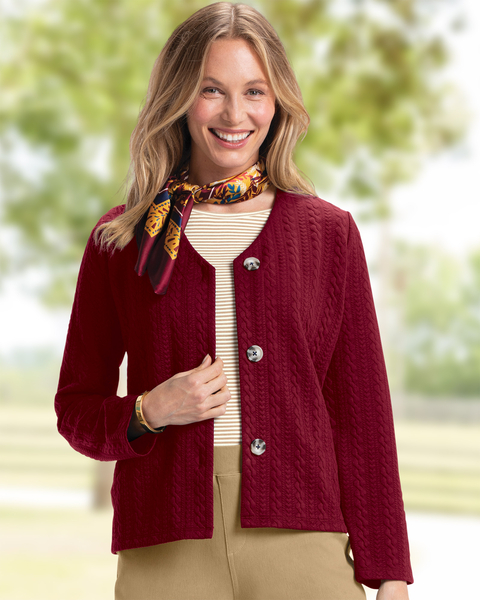 Cable-Textured Knit Cardigan