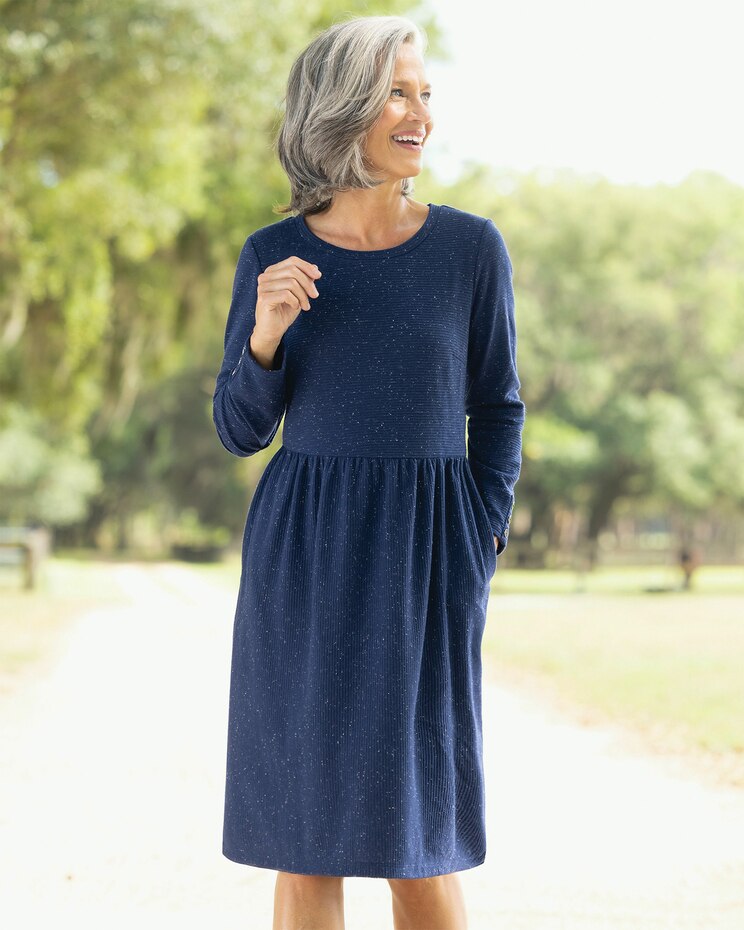 Flecked Rib-Knit Weekend Dress image number 1