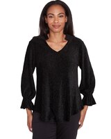 Ruby Rd® Berry Glam Knit Smock Velvet Top thumbnail number 1