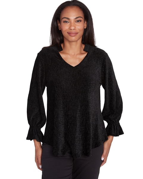 Ruby Rd® Berry Glam Knit Smock Velvet Top