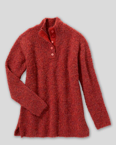Luxe Bouclè Mockneck Henley