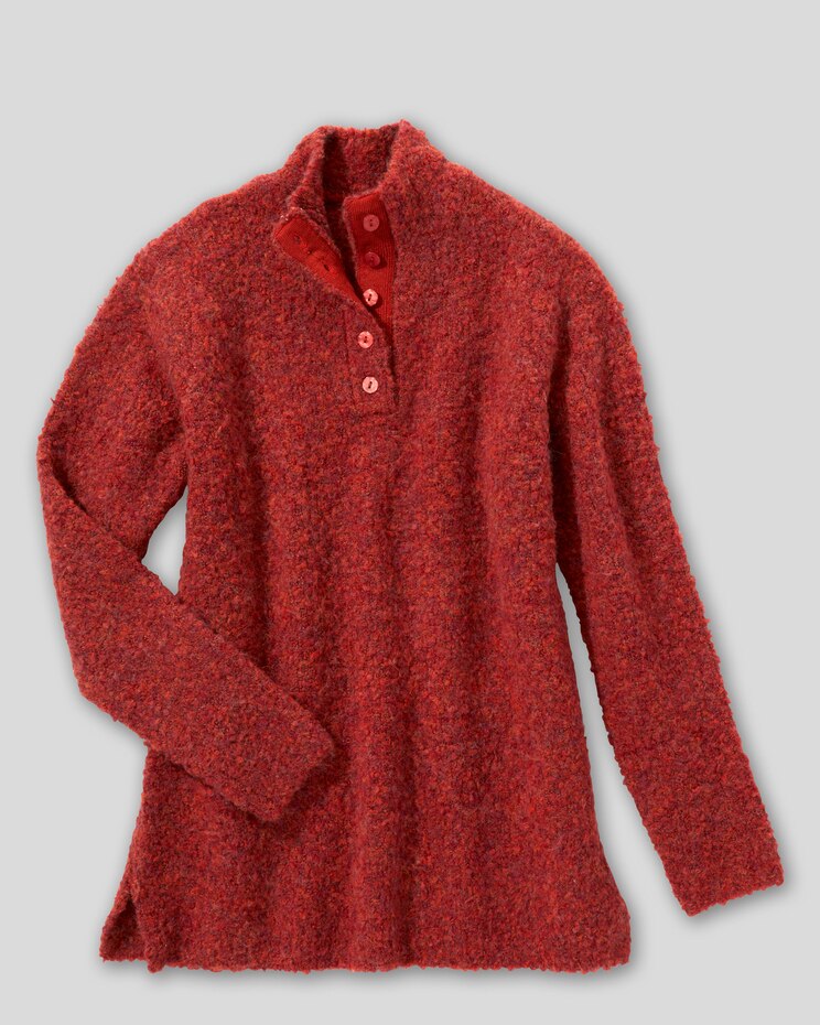 Luxe Bouclè Mockneck Henley image number 7