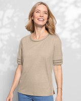 Linen-Blend Elbow-Sleeve Tee thumbnail number 1
