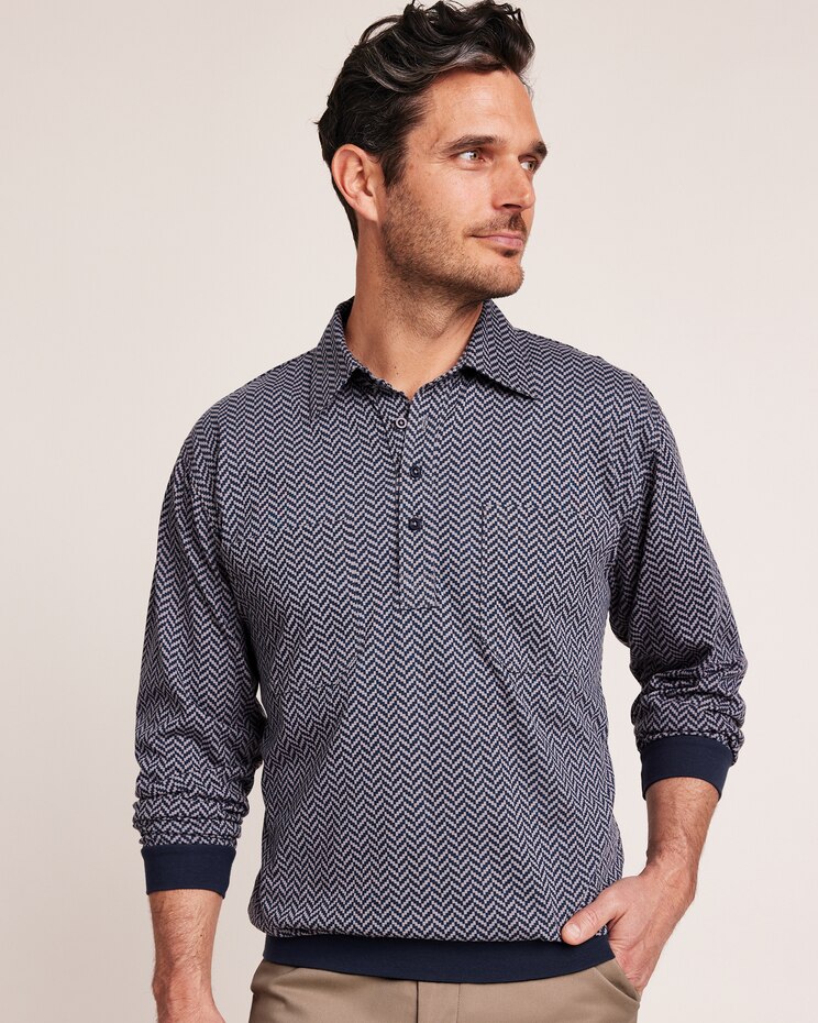 John Blair Long-Sleeve Banded-Bottom Polo image number 1