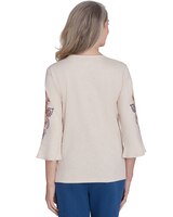 Alfred Dunner® Harvest Moon Medallion Embroidered Flutter Sleeve Top thumbnail number 3