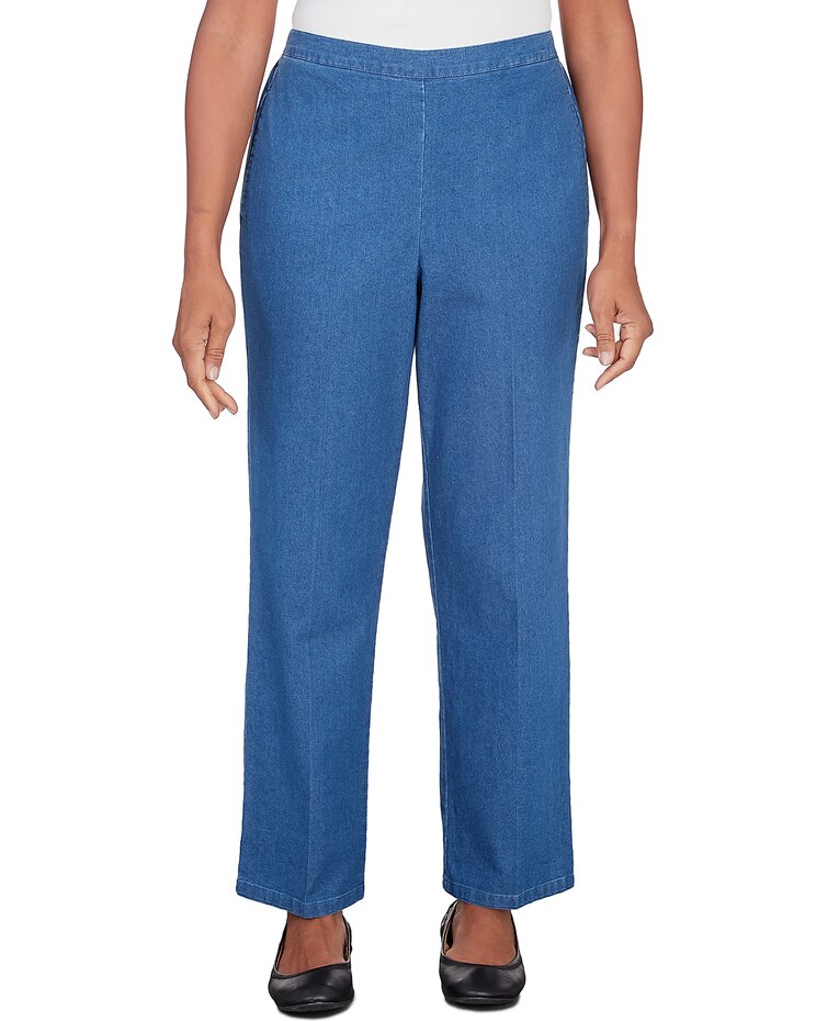 Alfred Dunner® Lavender Fields Denim Pull On Short Length Pant image number 1