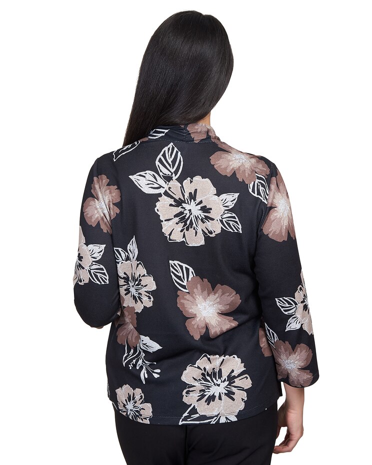 Alfred Dunner® Stamped Floral Two For One with Necklace Top image number 2