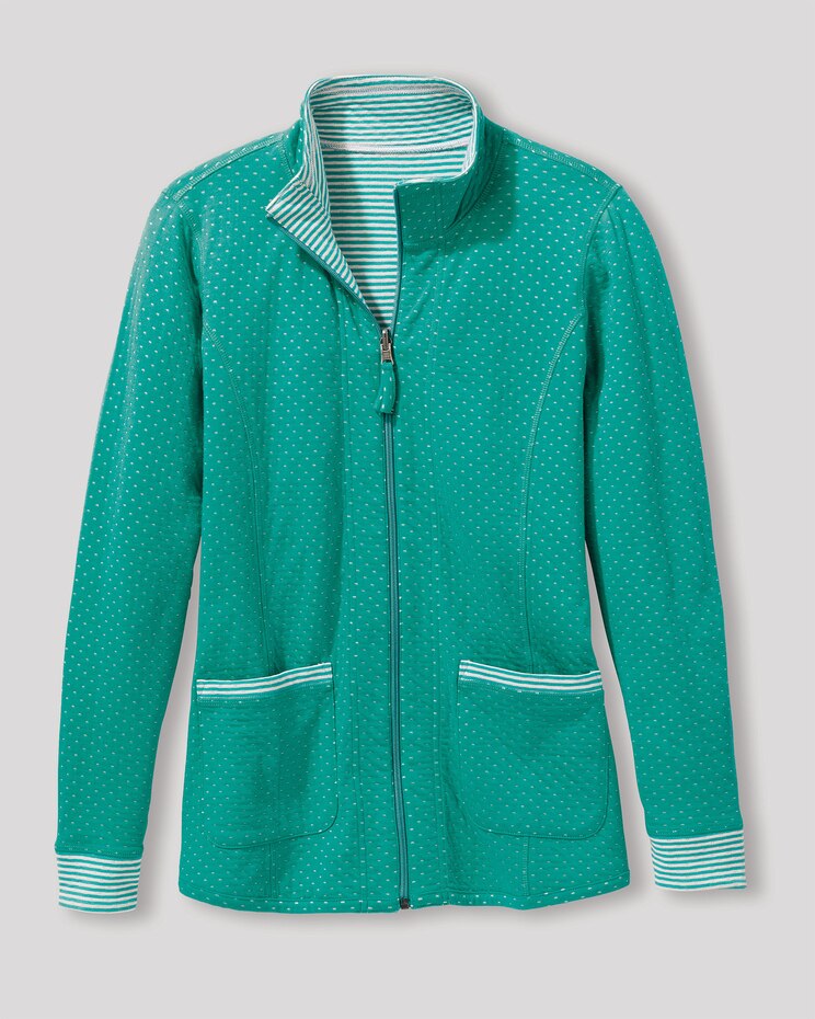 Reversible Stripe & Dot Knit Zip Jacket image number 5