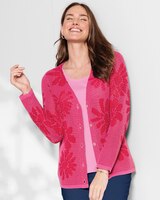 Textured Floral Jacquard Cardigan thumbnail number 1