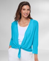 Linen/Cotton Tie-Front Shrug thumbnail number 1