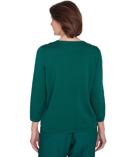 Alfred Dunner® Emerald Isle Color blocking Gold Trim Sweater
