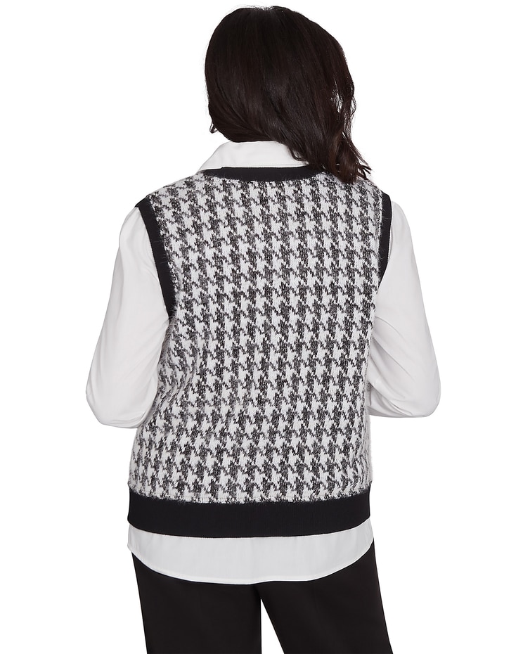 Alfred Dunner® Runway Ready Houndstooth Two in One Vest image number 2