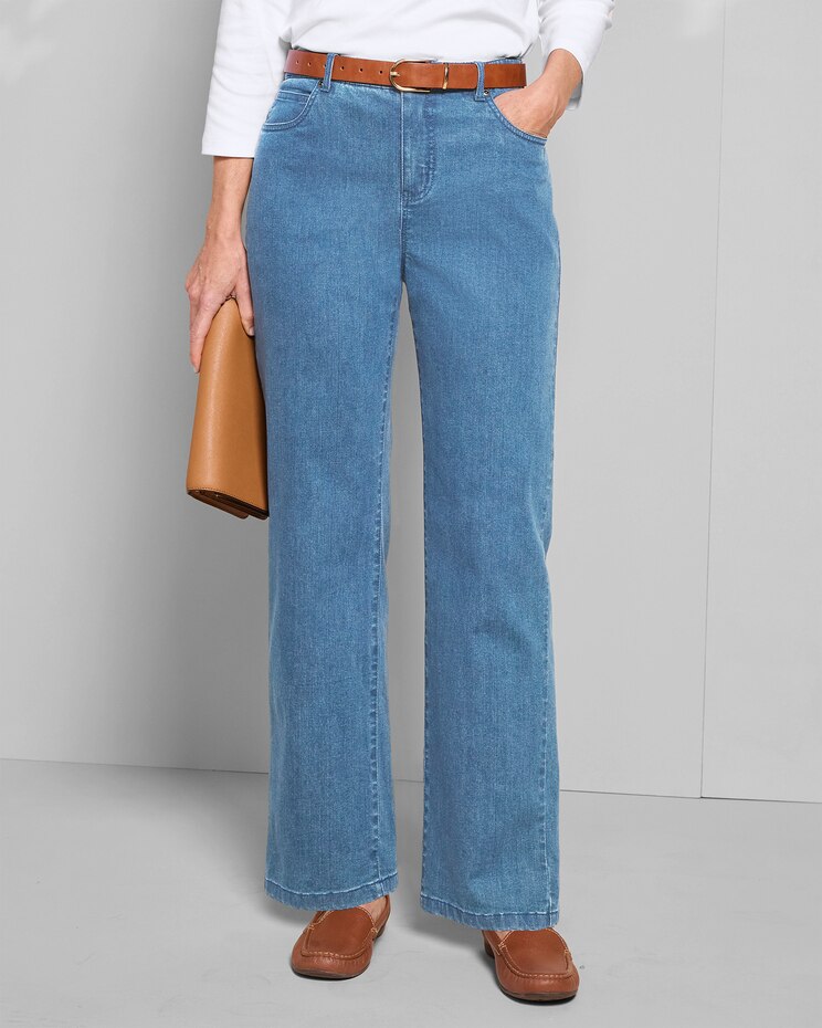DreamFlex Comfort-Waist Relaxed Straight Leg Jeans image number 1