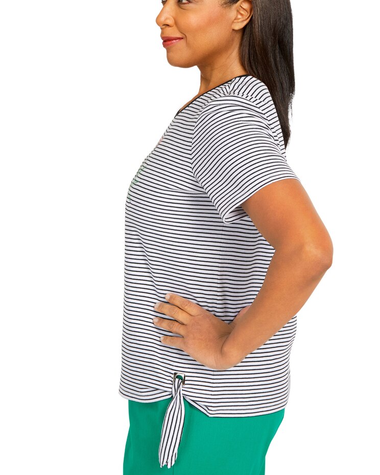 Alfred Dunner® Island Vibes Center Parrot Stripe Top image number 4