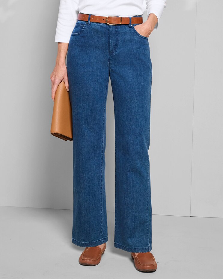 DreamFlex Comfort-Waist Relaxed Straight Leg Jeans image number 1