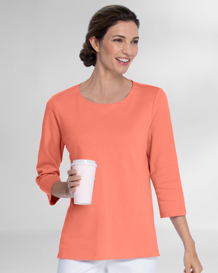 Essential Cotton Solid Jewelneck Tee image number 1