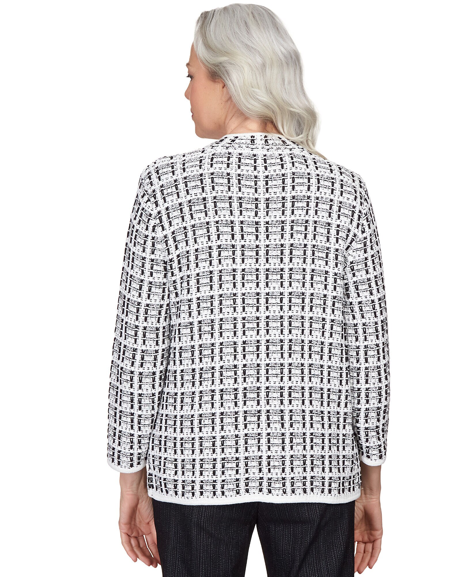Alfred Dunner World Traveler Knit Texture Jacket With Pearl Buttons