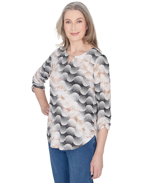 Alfred Dunner® Classics Classic Stripe Dots Top