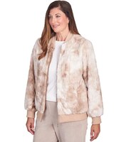 Alfred Dunner® St.Moritz Zip Up Space Dye Fur Jacket thumbnail number 3