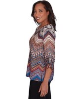 Alfred Dunner® Harvest Moon Textured Chevron Ruched Sleeve Top thumbnail number 2