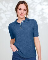 Linen/Cotton Honeycomb Polo thumbnail number 1