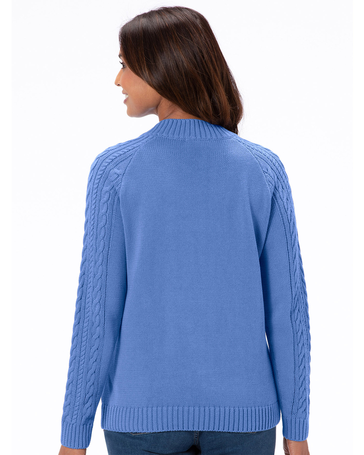 Cotton Cable Mock-Neck Henley Sweater image number 2