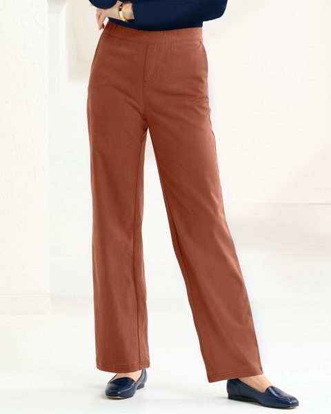 Tencel/Cotton ComfortFlex Straight-Leg Pants