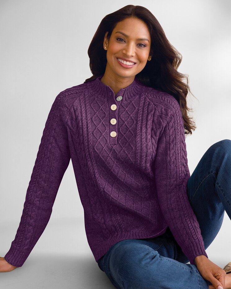 Bayside Cotton Cable Henley Sweater image number 1