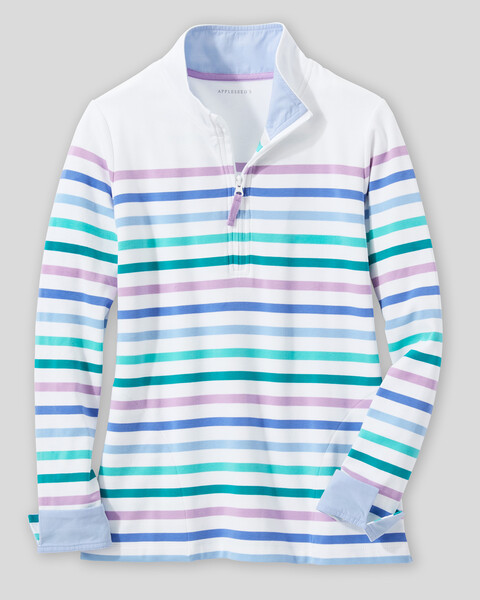 Everyday Knit Striped Quarter-Zip Top
