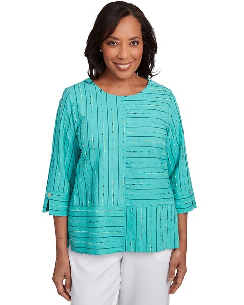 Alfred Dunner® Nantucket Spliced Jacquard Texture Top