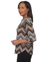 Alfred Dunner® Animal Zig Zag Beaded Split Neck Top thumbnail number 4