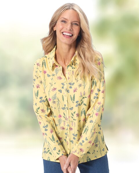 Botanical Floral Button-Front Shirt