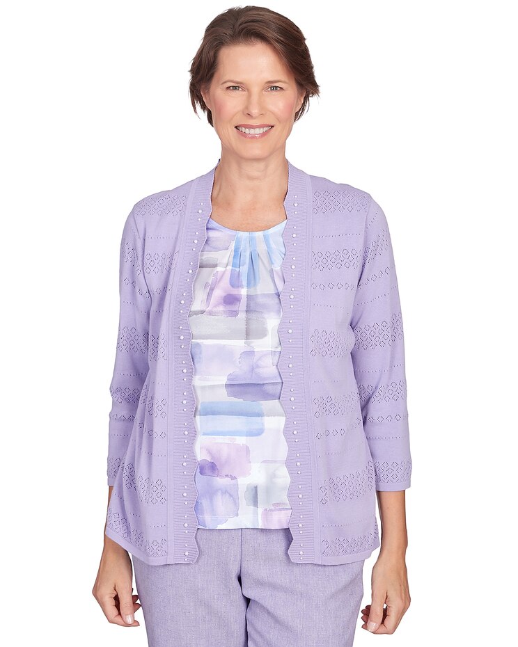 Alfred Dunner® Isn't It Romantic Watercolor Inner Two In One Sweater image number 1