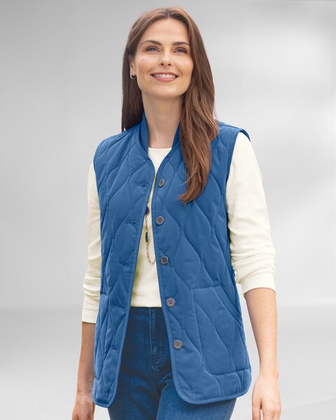 Knit-Collar Quilted Vest