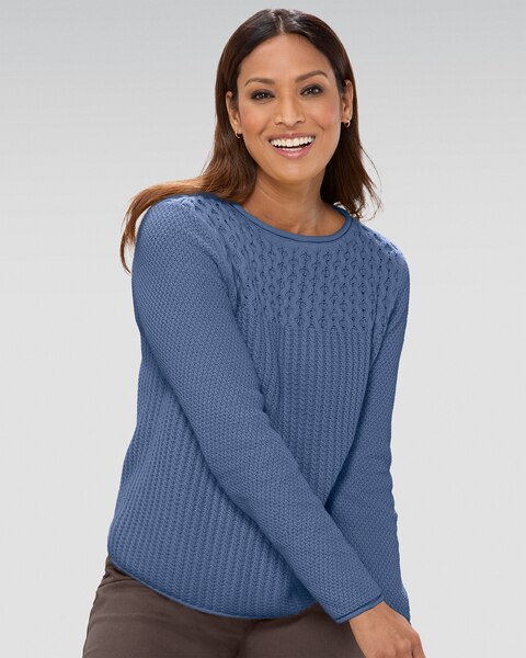 Bayside Cotton Mixed-Stitch Pullover