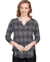 Ruby Rd® Diamond Puff Print Draped Knit Top thumbnail number 1
