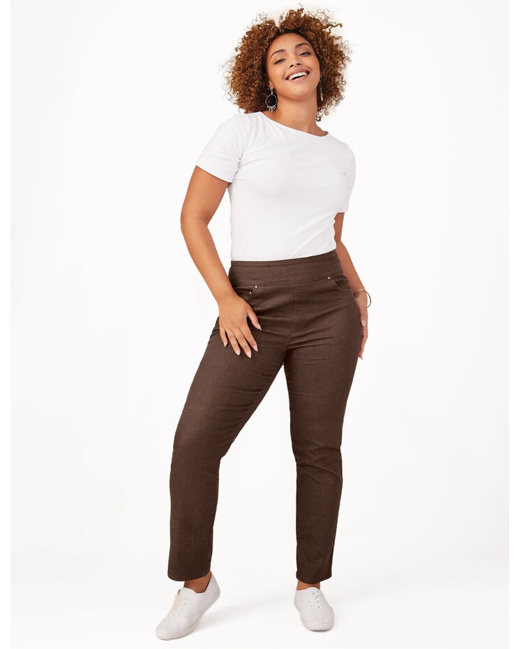 DenimEase Flat-Waist Pull-On Jeans image number 7