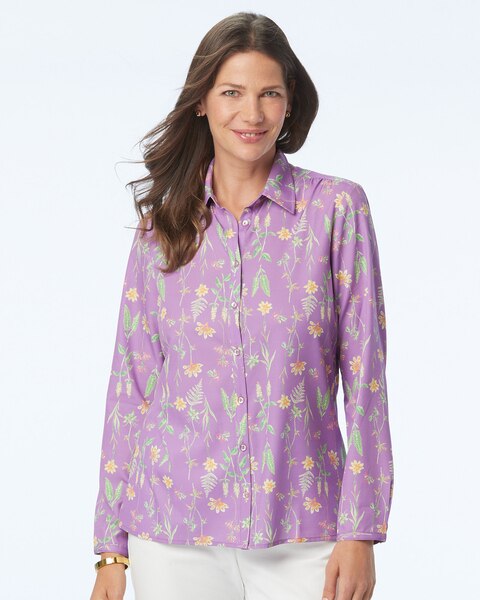 Botanical Floral Button-Front Blouse