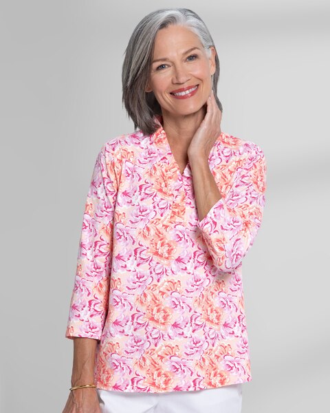 Prima™ Cotton Rose Garden Ruffle-Neck Tee