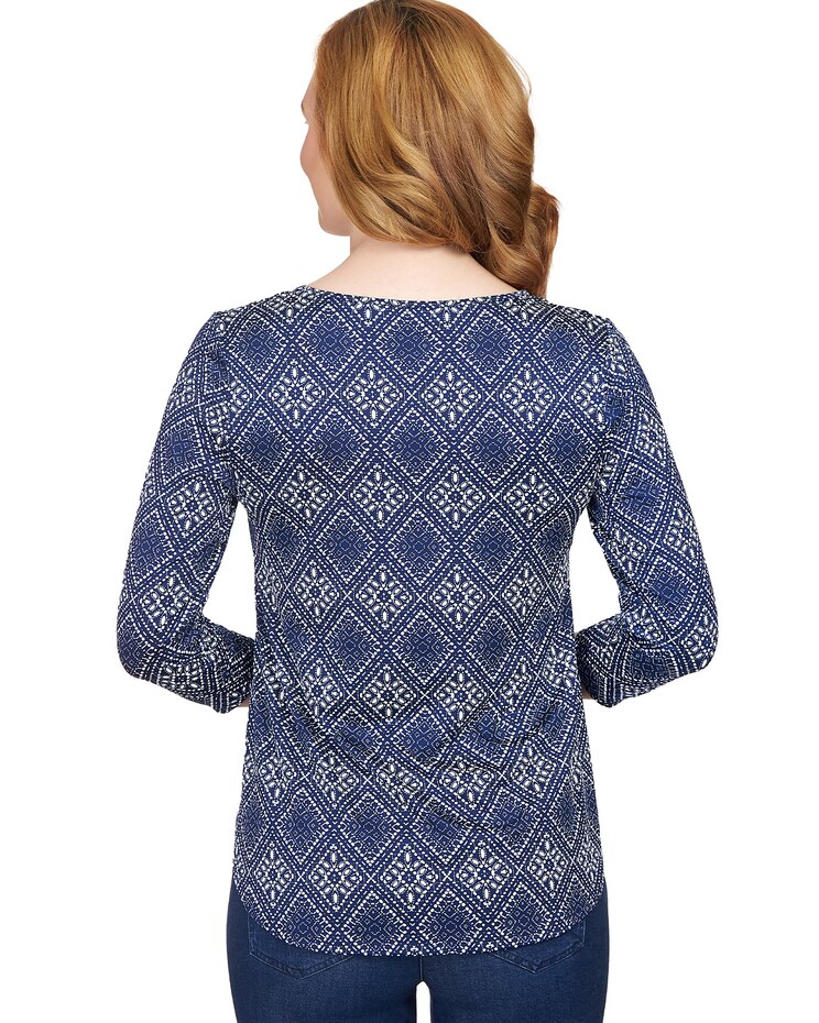 Ruby Rd® Diamond Puff Print Draped Knit Top image number 4