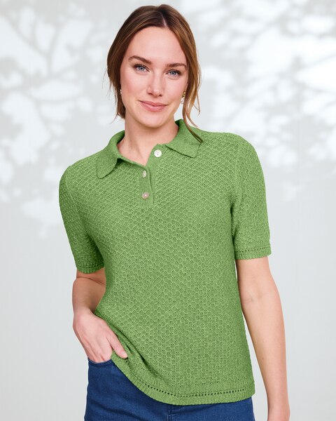 Linen/Cotton Honeycomb Polo