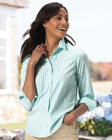 Foxcroft® No-Iron Perfect-Fit Tri-Stripe Long-Sleeve Shirt thumbnail number 1
