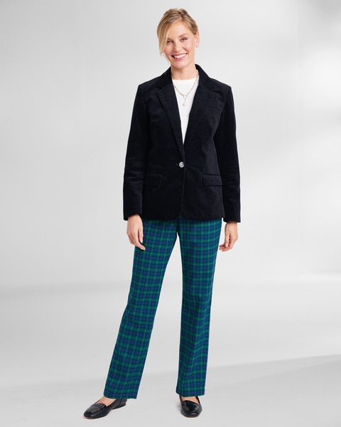 Festive Plaid Pull-On Pants