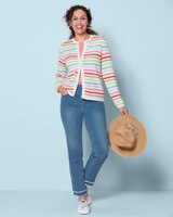 Bayside Cotton Textured Rainbow-Stripe Cardigan thumbnail number 2