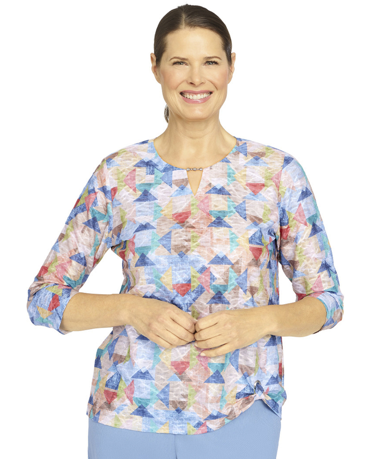 Alfred Dunner® Peace Of Mind Geometric Texture Top image number 1