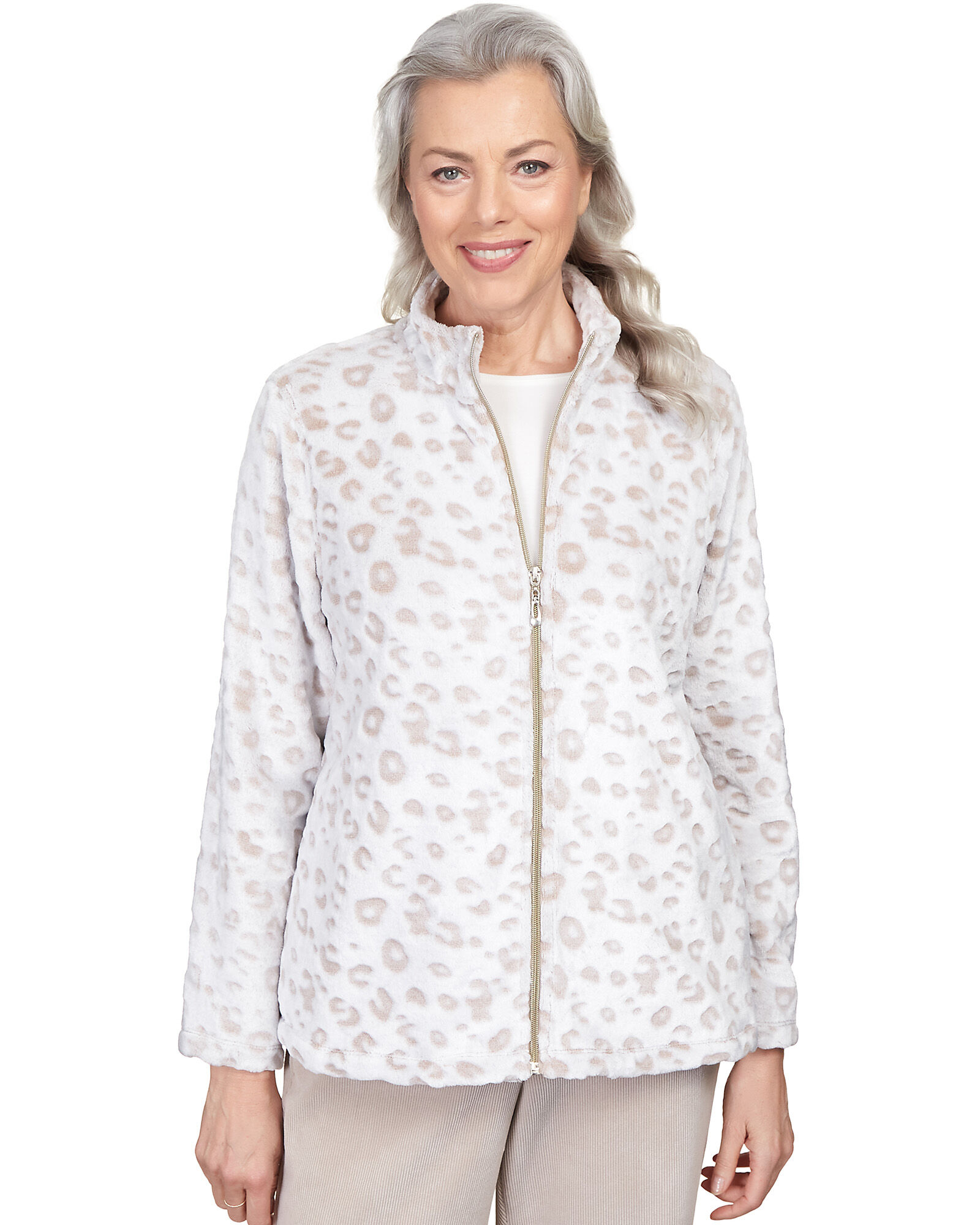 Alfred Dunner St.Moritz Sculpted Mock Neck Animal Jacket Appleseeds
