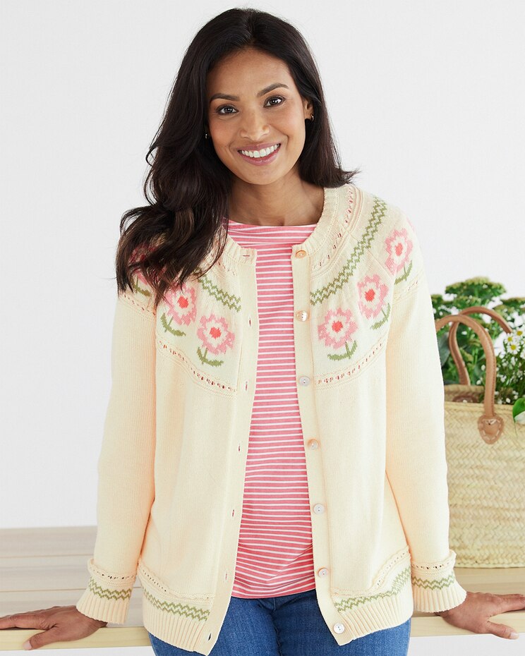 Limited-Edition Floral Fair Isle Cardigan image number 1